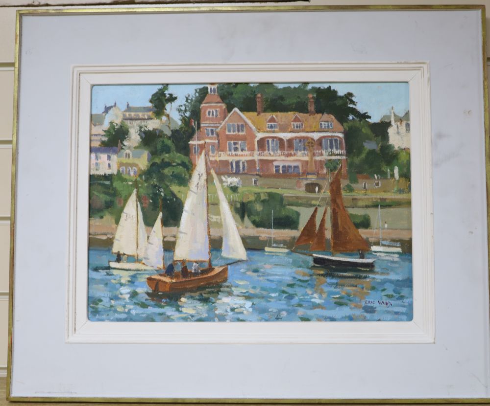 Eric Ward (1945-), oil on canvas, Salcombe Yacht Club, signed, 29 x 39cm